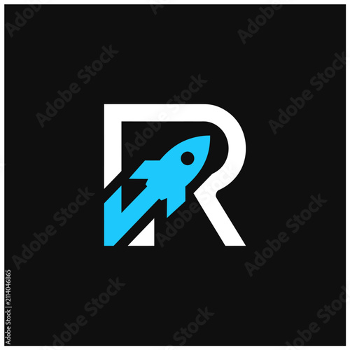 Letter R Rocket Logo Symbol On Black Background