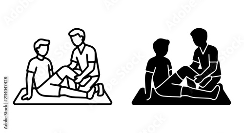 Physiotherapy Icon Set, Medical Rehabilitation Vector Graphics, Patient Care Illustration