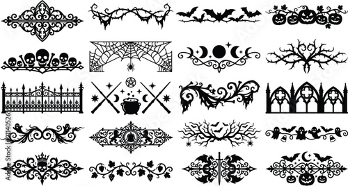 Foto Halloween Warning Signs & Phrases Vector Set