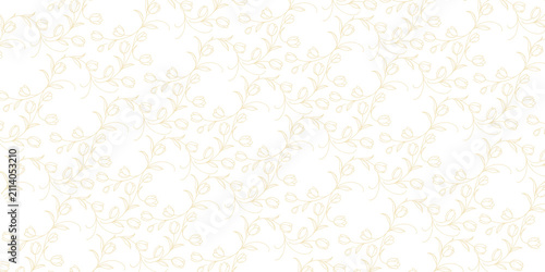 Foto delicate png floral pattern featuring beige line art of tulips and vines on a isolate background