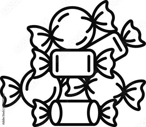 фотографія Black and white line art illustration of a pile of assorted candies