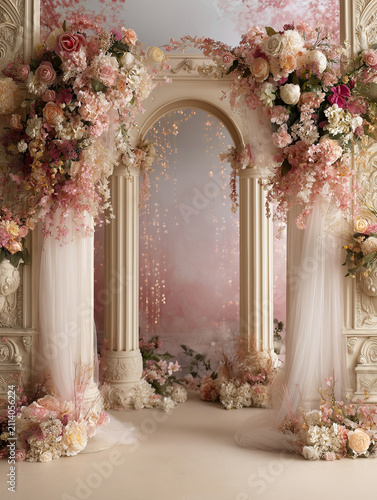 Pink Floral Archway Background