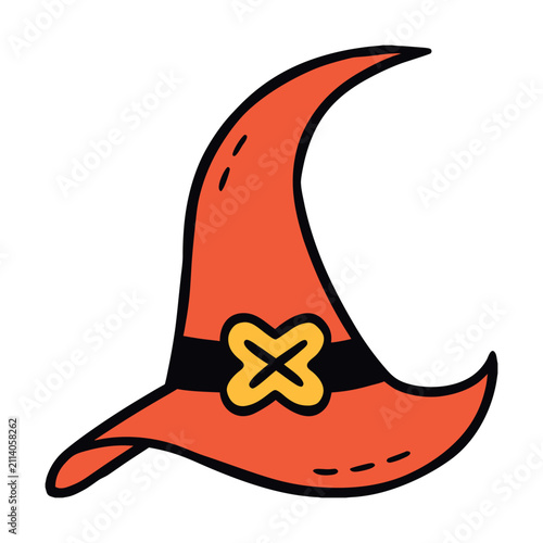 Halloween Witch Hat Doodle Hand Drawn Illustration
