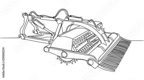 Foto Agricultural machine line art illustration: cultivator, tiller, soil preparation