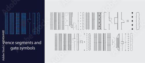 Fence Segments and Gate Symbols - CAD Site Plan Icon Set