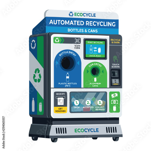 Automated Recycling Machine for Plastic Bottles and Aluminum Cans