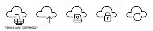 Foto Set de iconos nube y almacenamiento de datos 5 piezas outline vector