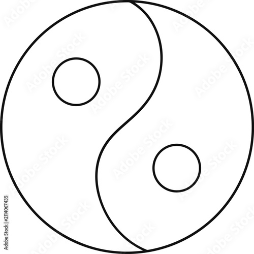 Yin Yang Lucky Symbol Line Art Minimalist Cute Daoism Sign Cartoon Coloring Page