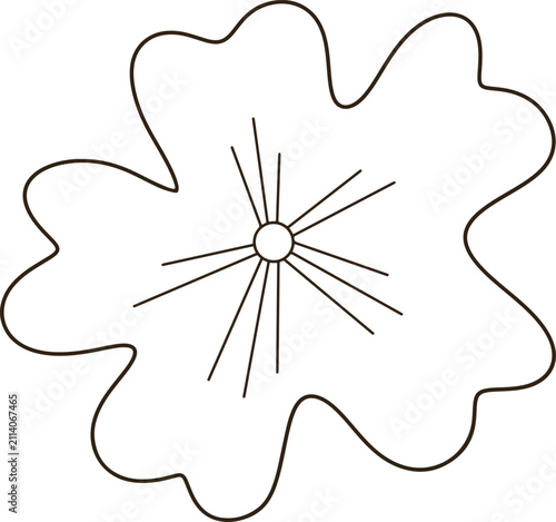 Cute Rounded Flower Line Art Minimalist Bloom Blossom Cartoon Coloring Page