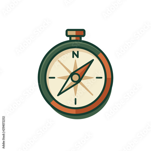Vintage style nautical compass icon for navigation and travel map exploration equipment flat vector design illustration
