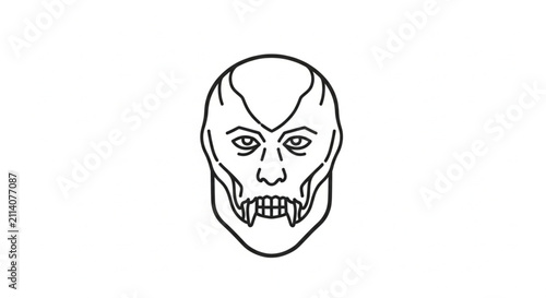 Minimalist Black Outline of a Human Face Profile, Abstract Vector Art