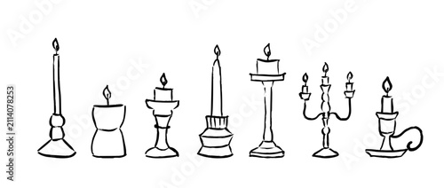 Foto Hand drawn doodled candle set