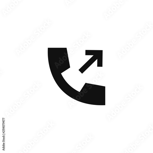 Obraz na płótnie Outgoing phone call with arrow solid icon in minimalist style