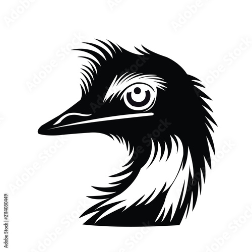 Konstfotografi Black and white portrait of an emu bird head illustration