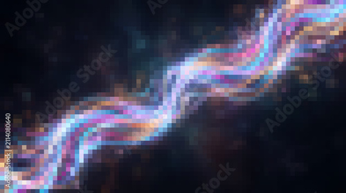 Luminous Pixel Gradient Texture with Floating Light Circles