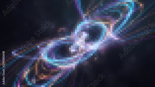 Colorful Pixel Flow Background with Futuristic Light Streaks