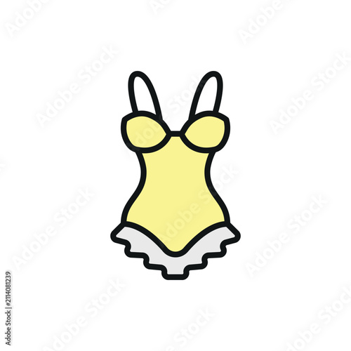 Lingerie Bodysuit Icon Cream Filled with Black Outline Style