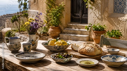 Mediterranean courtyard lunch table