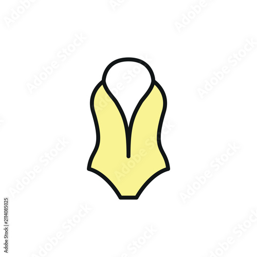 Halterneck Bodysuit Icon Cream Filled with Black Outline Style