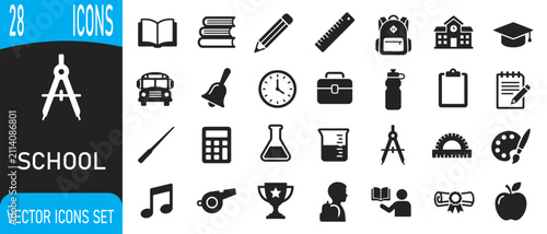Obraz na płótnie Comprehensive school and education icons collection presented as an editable vec