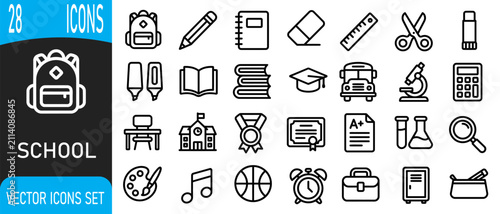 Fotografie Comprehensive school education icon collection featuring an editable vector set