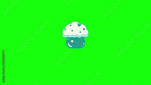 Cute cupcake animation, cartoon character animation. HD video with alpha channel. Motion graphics.
