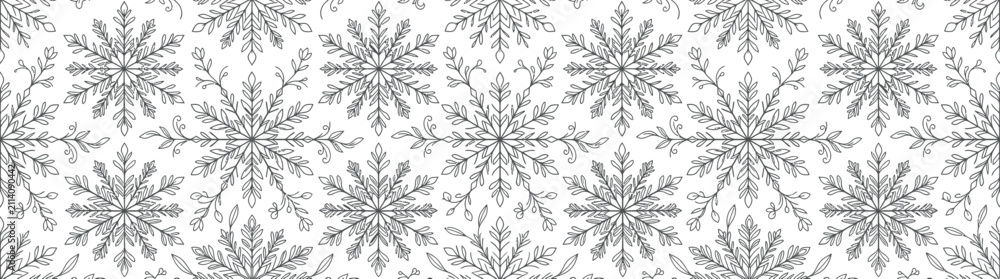 Fototapeta premium Winter Snowflake Pattern on White Background