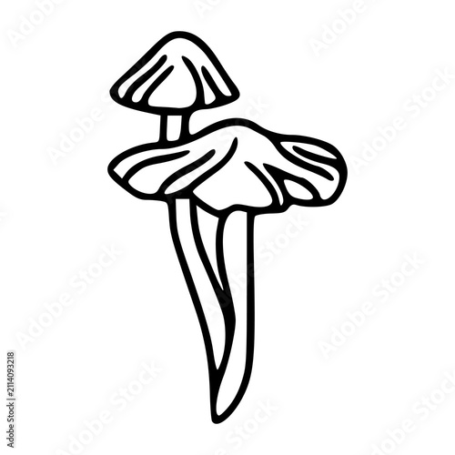 hand drawn surreal mushroom ballerina concept sketch
