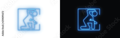 Foto Colorful neon vector icon of a stick figure trapped inside a small square box re