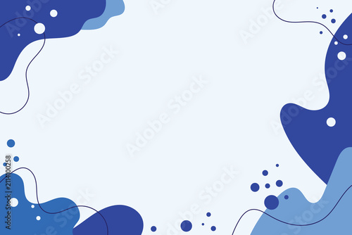 Abstract Blue Shapes and Curves with Blank Center