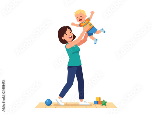 Father Lifting Happy Daughter Playfully Indoors.