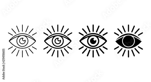 Quadro su tela Minimalist Eye Icons, Vision Symbols, Insight Graphics, Awareness Vector Set