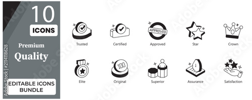 Premium Quality Badge Glyph Icons Set