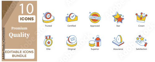Premium Quality Badge Color Outline Icons Set