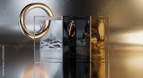 A minimal 3D liquid gold texture featuring a smooth, mirror-like reflective surface and organic fluid ripples.