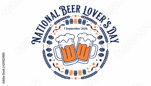 Konstfotografi National beer lovers day badge design isolated on white background