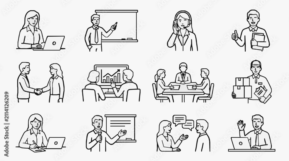Obraz premium Collaborative Workplace Meetings and Learning Scenes.
