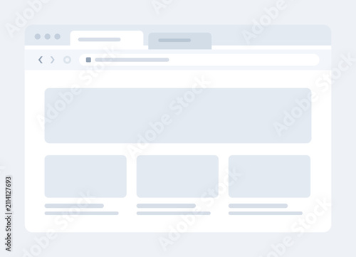Desktop browser window mockup with tabs address bar and blank page