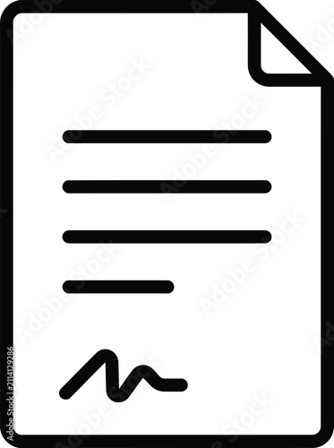 Document icon with signed agreement line symbol document agreement contract signature business