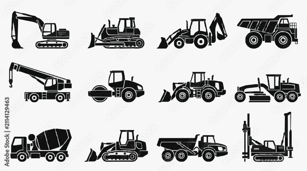 Obraz premium Construction Equipment Lineup Collection.