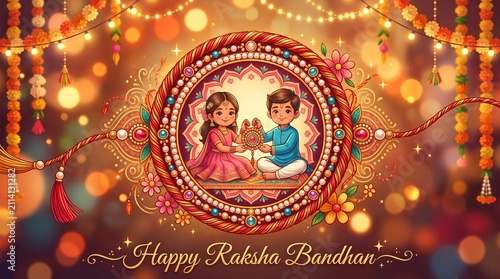 Happy Raksha bandhan 2025, raksha bandhan themed poster with minimalistic elements