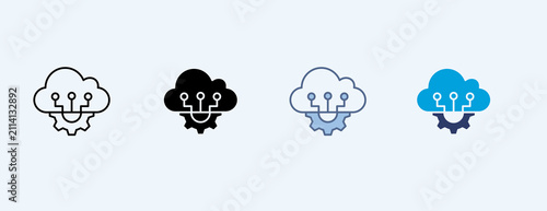 Konstfotografi Cloud Computing Multiple Icon Illustration Vector
