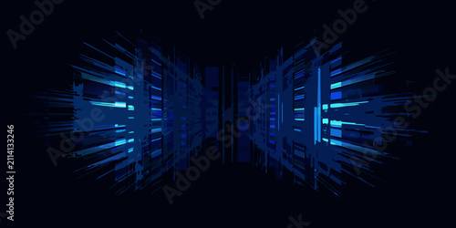 Foto abstract digital tunnel perspective view art blue tones geometric shapes symmetr