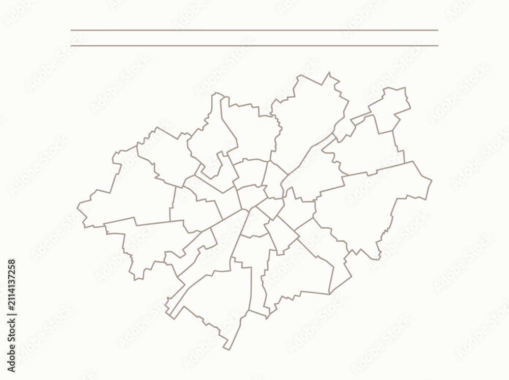 Fototapeta premium Minimalist Map Outline of Rome Districts for Urban Planning and Administrative Design