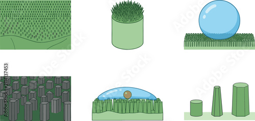 Fotografía Vector Illustration Set of Hydrophobic Surface Tension Diagrams Showing Lotus Ef