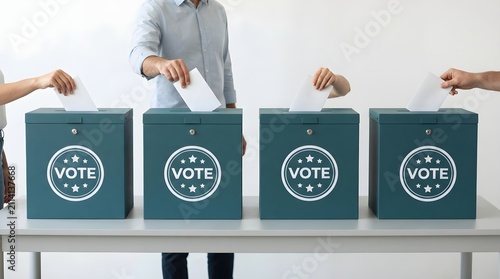 People casting votes in ballot boxes