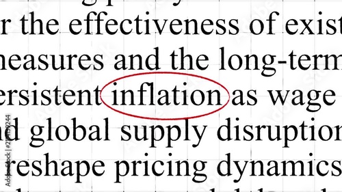 Inflation text animation for news and report with highlight in documentary articles style video