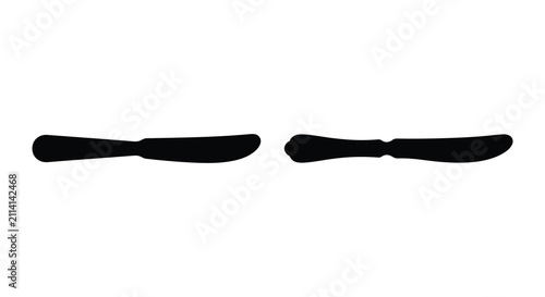 Two Butter Knives Black Silhouette Against A White Background Minimalist Design knife