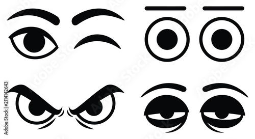 Foto Variety Of Black Eye Shapes And Styles On A White Background eyes