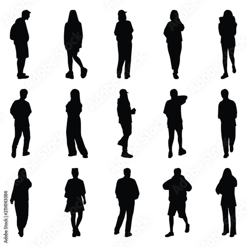 Vector collection set of individual people silhouettes.